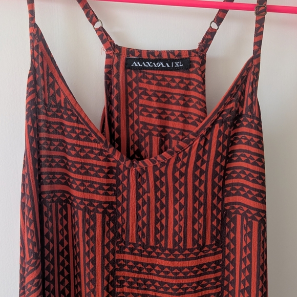 Manaola Geometric Red and Black Maxi Dress - Picture 4 of 5